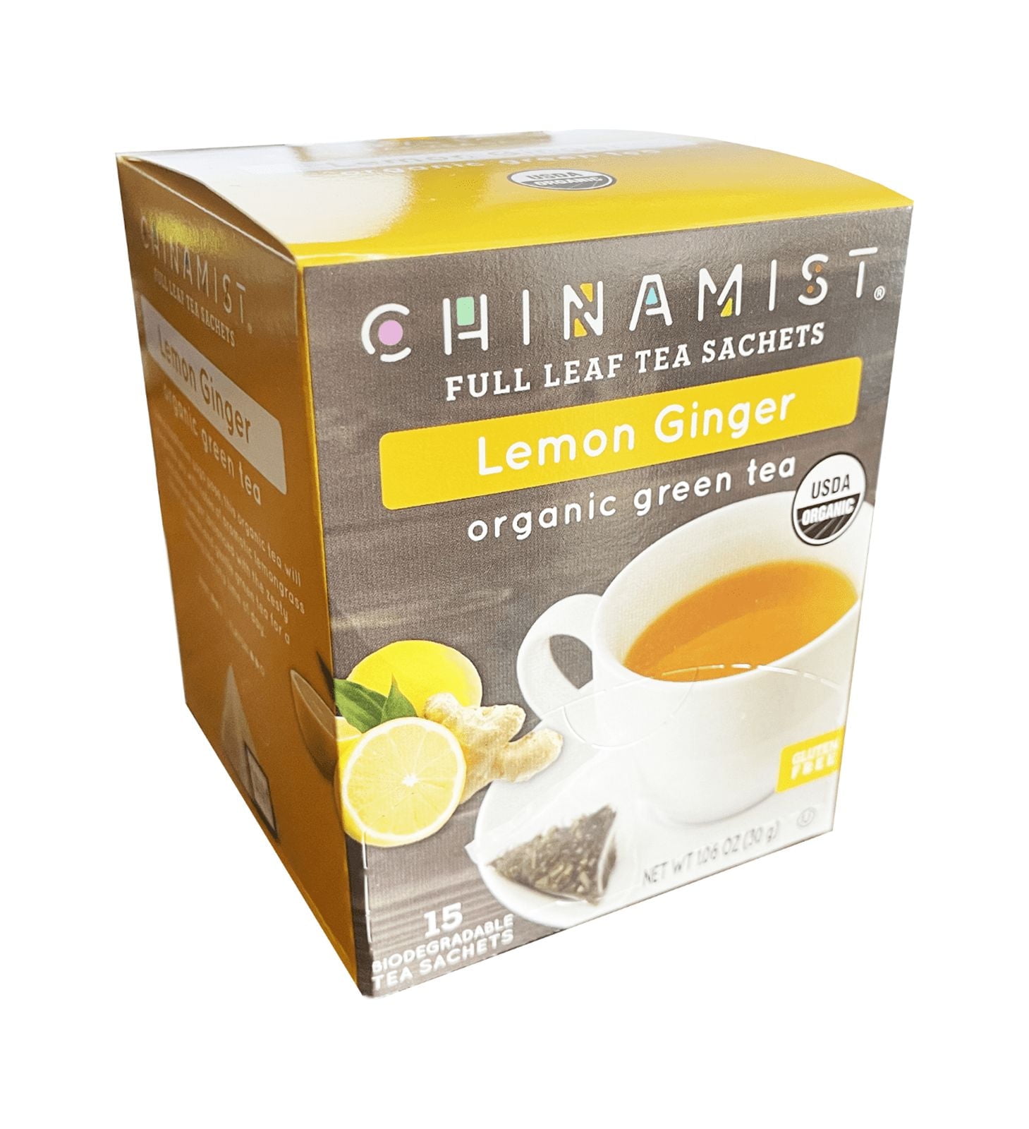 China Mist Lemon Ginger Organic Green Tea Sachets - Walmart Business ...