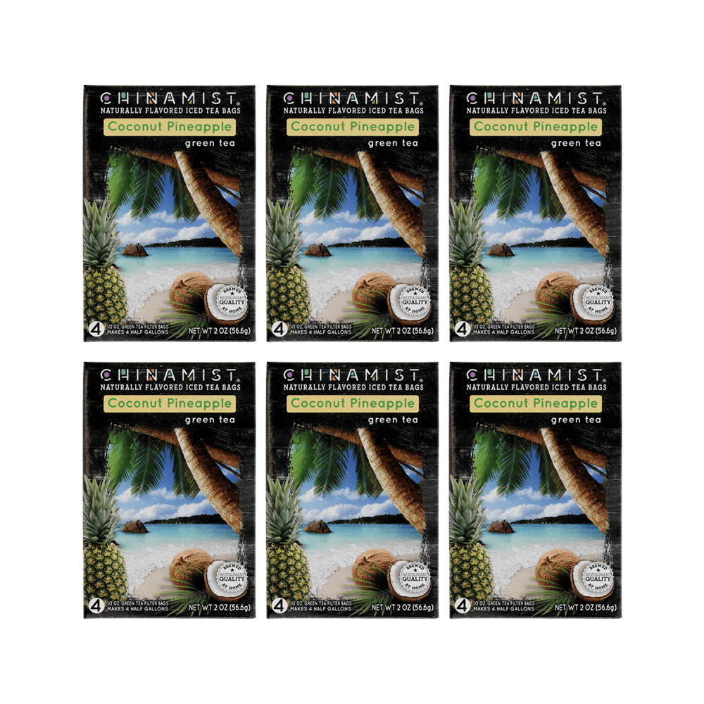 China Mist Naturally Flavored Coconut Pineapple Iced Tea Bags, 4-Count Box, 6-Pack (Each Bag Yields 1/2 Gallon)