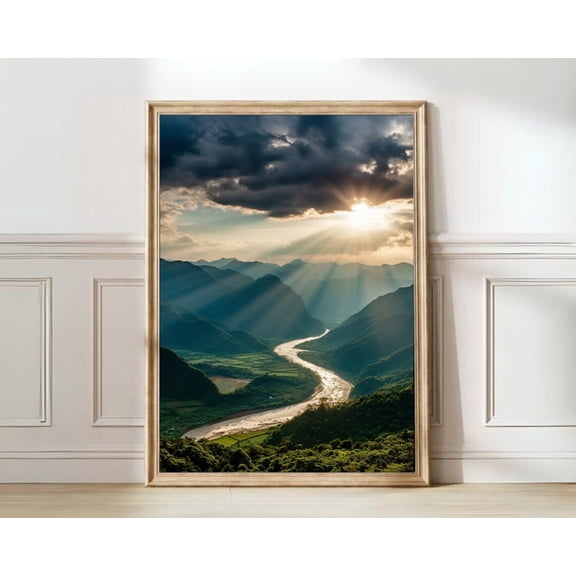 China Mountains Hong Kong Shanghai Skyline Beijing Travel Print, Unframed Paper Print Size 16x24