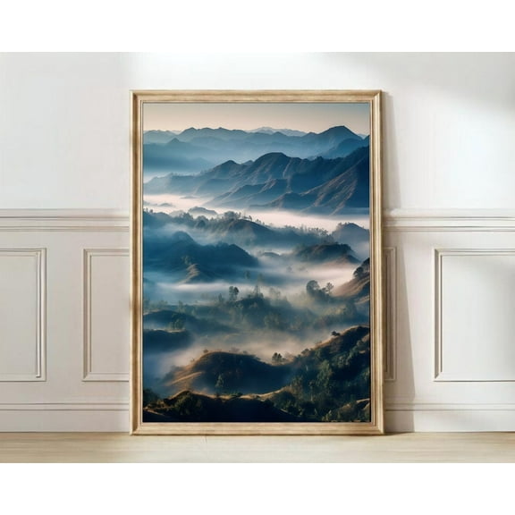 China Mountains National Park Asia Hong Kong Map Travel Wall Art, Stretched Canvas Size 8x12