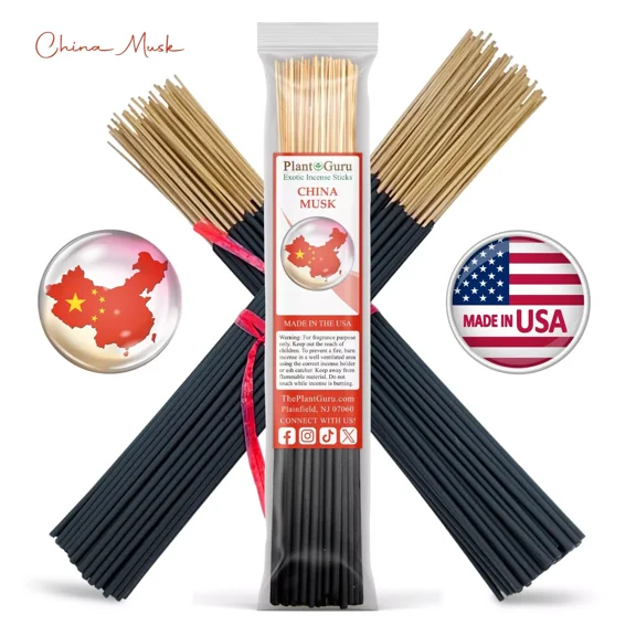 China Musk Exotic Incense Sticks 11 Inch - Bulk 1 Bundle 85 to 100 Sticks - Natural 11" Long Lasting Aroma That Burns for 45 to 60 Minutes.