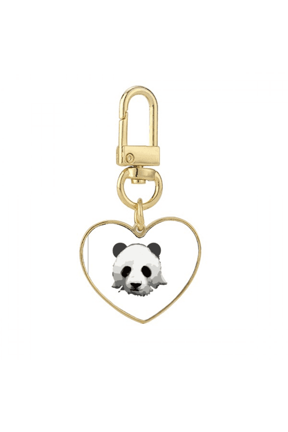 China National Treasure Panda Outline Gold Heart Keychain Metal Keyring Holder