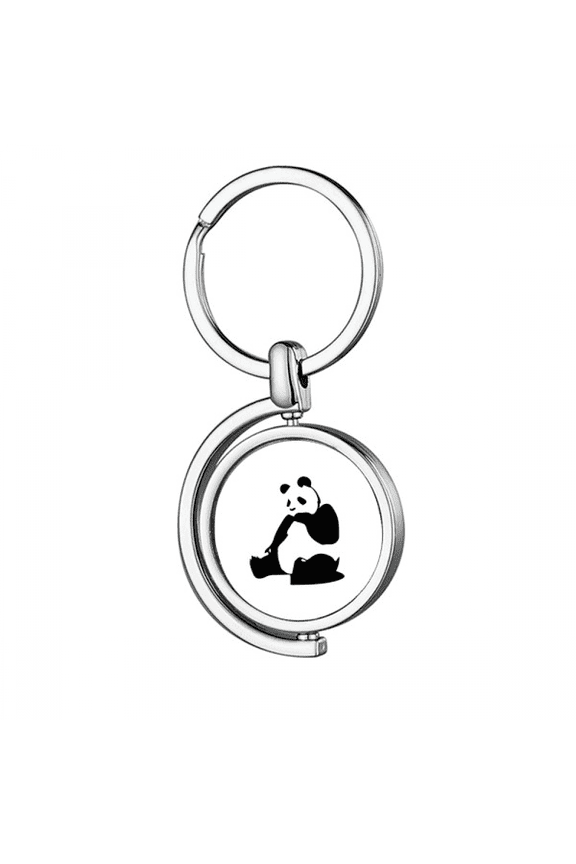 China National Treasure Panda Outline Rotating Keychain Metal Keyring Holder