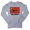 thumbnail image 1 of China Olympic - Archery - Flag - Silhouette Men's Long Sleeve Grey T-Shirt, 1 of 2