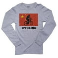 thumbnail image 1 of China Olympic - Cycling - Flag - Silhouette Men's Long Sleeve Grey T-Shirt, 1 of 2