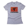 thumbnail image 1 of China Olympic - Taekwondo - Flag - Silhouette Women's Cotton Grey T-Shirt, 1 of 2