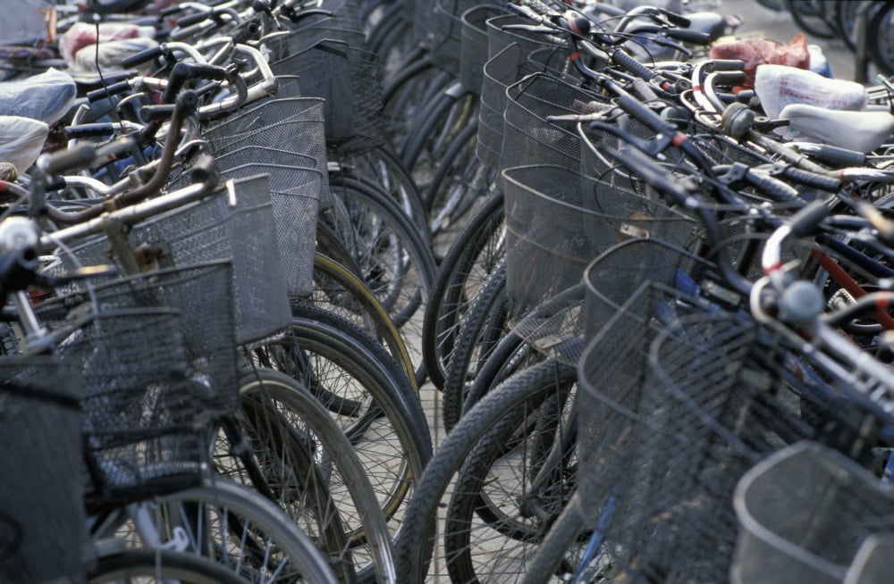 China Parked Bicycles Beijing Canvas Art - Martin Stolworthy Design Pics (19 x 12)