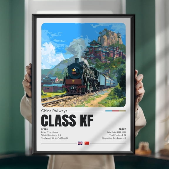 China Railways Class KF Historic Steam Locomotive Art, Poster Only