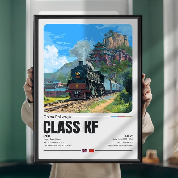 China Railways Class KF, Steam Locomotive Art, Unframed Paper Poster 8x10in
