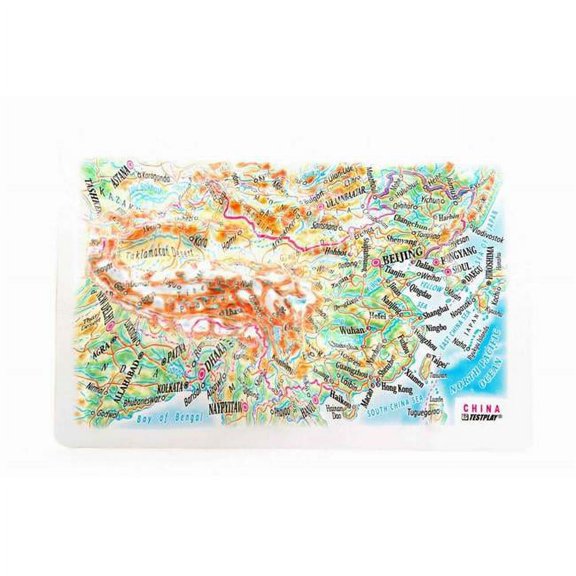 China Raised Relief Map, Unframed - Souvenir Size