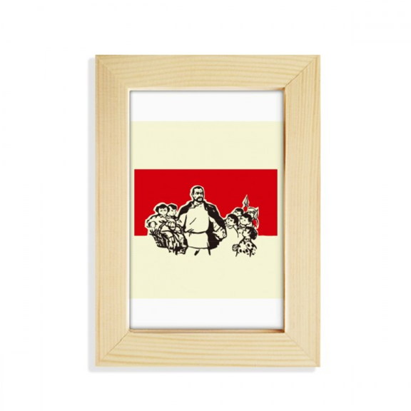 China Red Education Propaganda Leader Desktop Display Photo Frame Picture Art Painting 5x7 inch