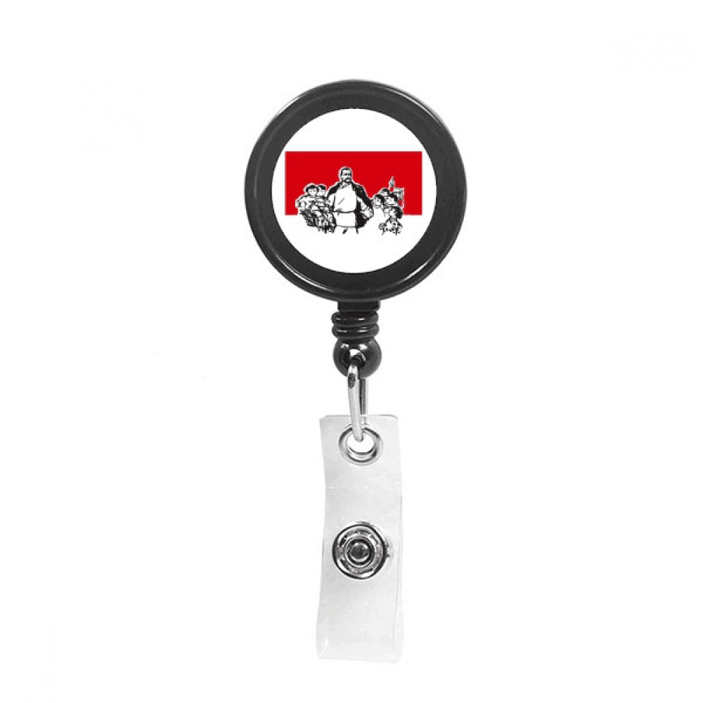 China Red Education Propaganda Leader Retractable Keychain Badge Holder ID Badge