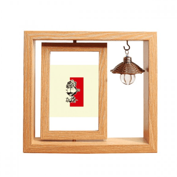 China Red Education Propaganda Leader Wooden Rotating Picture Photo Frame 4x6
