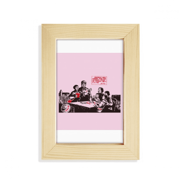 China Red Education Propaganda Professor Desktop Display Photo Frame Picture Art Painting 5x7 inch
