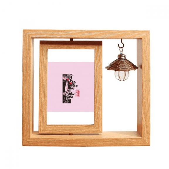 China Red Education Propaganda Professor Wooden Rotating Picture Photo Frame 4x6