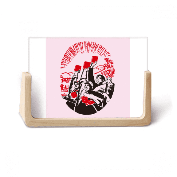 China Red Education Propaganda Unity Photo Wooden Photo Frame Tabletop Display