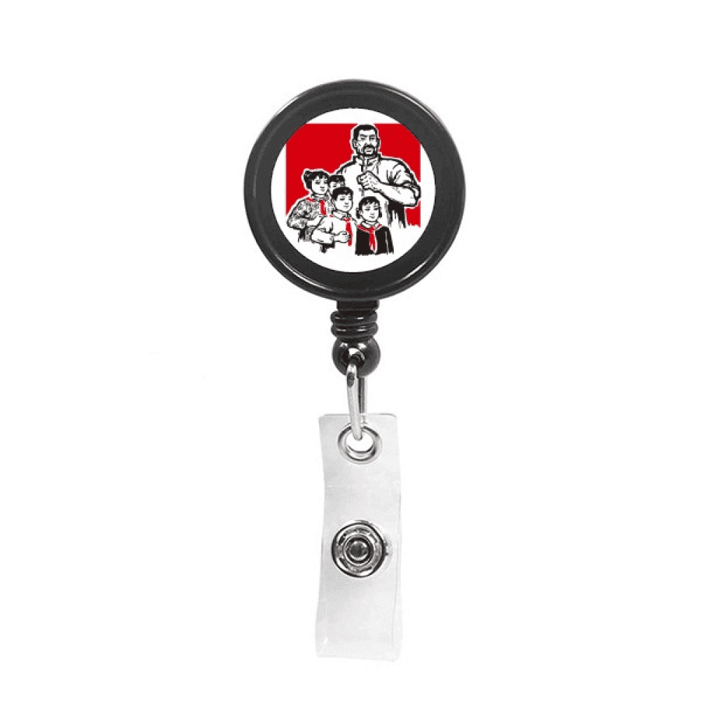 China Red Education Publicity Model Retractable Keychain Badge Holder ID Badge