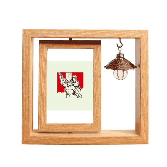 China Red Education Publicity Run Wooden Rotating Picture Photo Frame 4x6