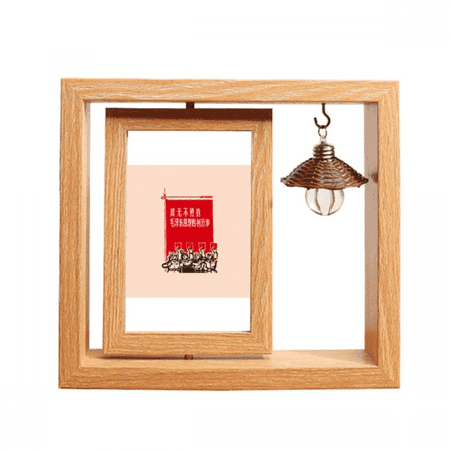 China Red Education Unity Propaganda Wooden Rotating Picture Photo Frame 4x6