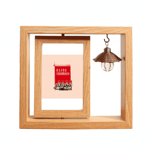 China Red Education Unity Propaganda Wooden Rotating Picture Photo Frame 4x6