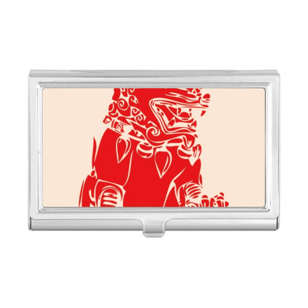 China Red Lion Paper Cut Patriotism Business Card Holder Case Pocket Box Wallet