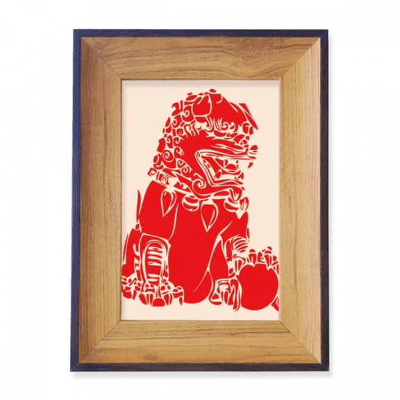 China Red Lion Paper Cut Patriotism Photo Frame Exhibition Display Art Desktop Painting