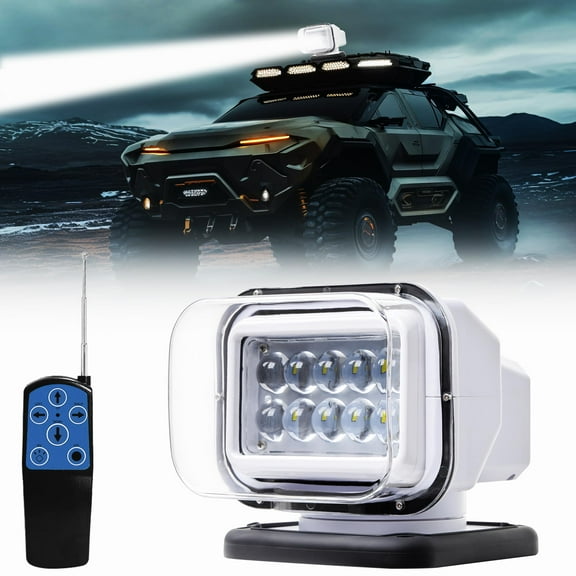 From China Remote LED Search Light, Auto-Reset 360 Rotating Marine Spotlight for Boat, 6 Strong Magnets Built-in Go Outdoor Spot Light for Truck Offroad Pickup 12V 24V(Black)