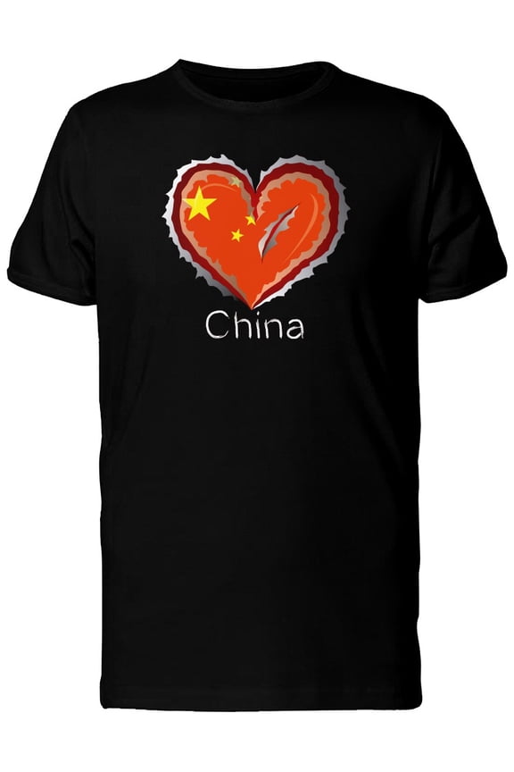 China Scratched Flag Heart T-Shirt Men -Image by Shutterstock, Male Large