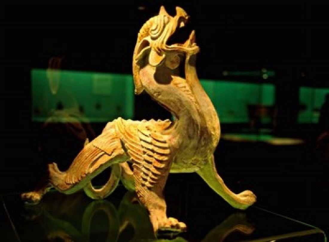 China Shanghai Bixie mythical beast statue Canvas Art - Charles Crust DanitaDelimont (24 x 18)