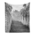 thumbnail image 1 of China Soft Flannel Fleece Throw Blanket, Black and White Panorama of Traditional Landmark Cultural Ruins Image, Cozy Plush for Indoor and Outdoor Use, 50" x 70", Grey, by Ambesonne, 1 of 6