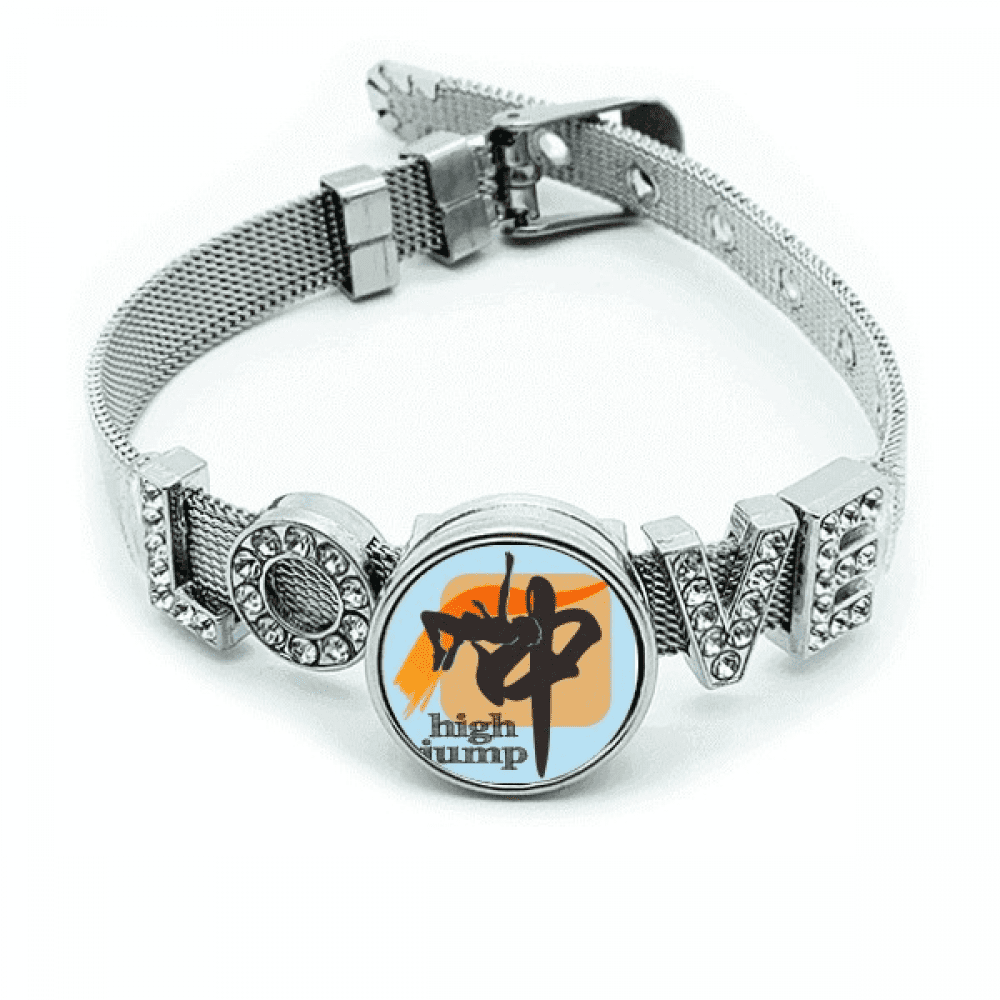 China Sports Track Field Highjump Bracelet Wristband Crystal Love Adjustable Bangle