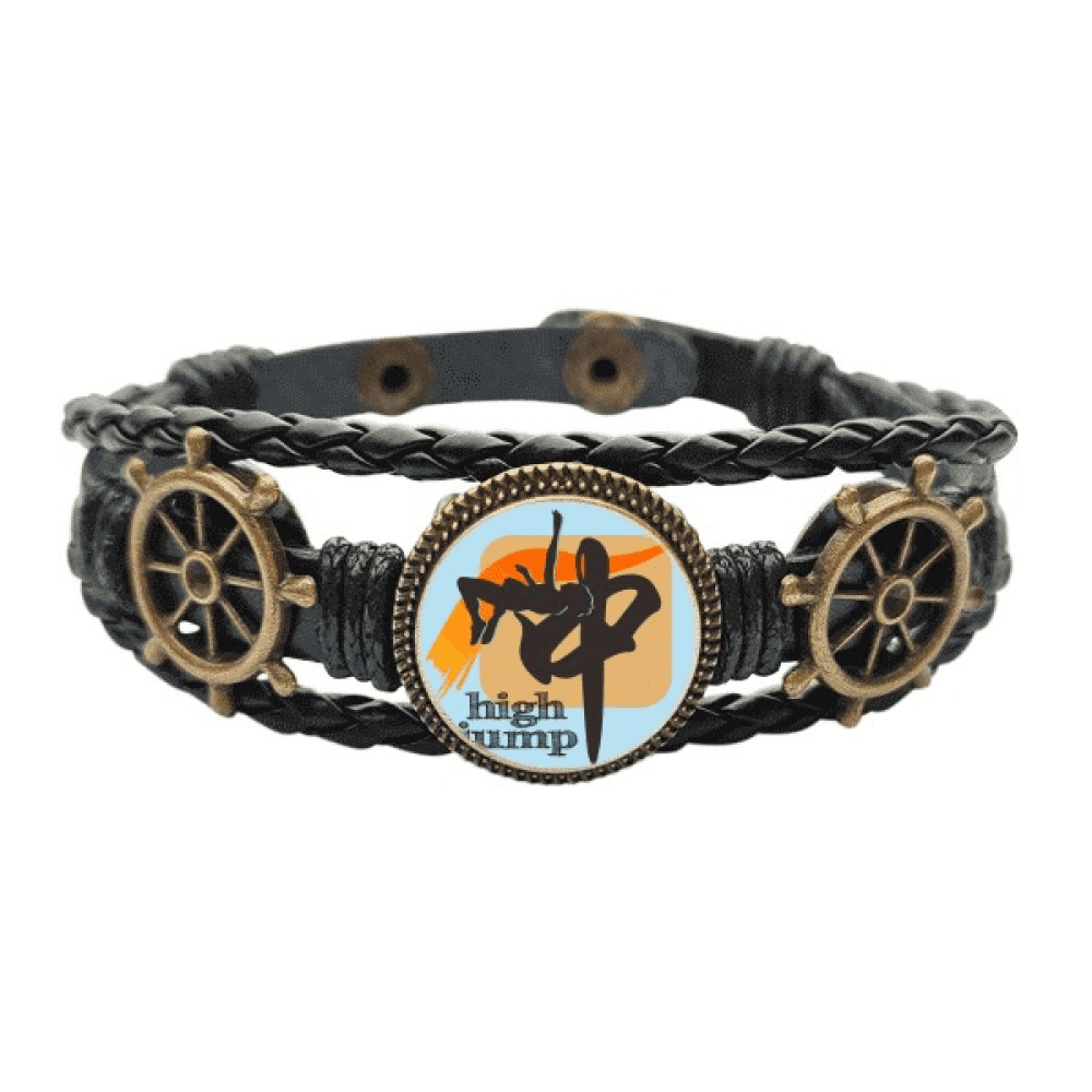 China Sports Track Field Highjump Leather Braided Ocean Bracelet Wristband