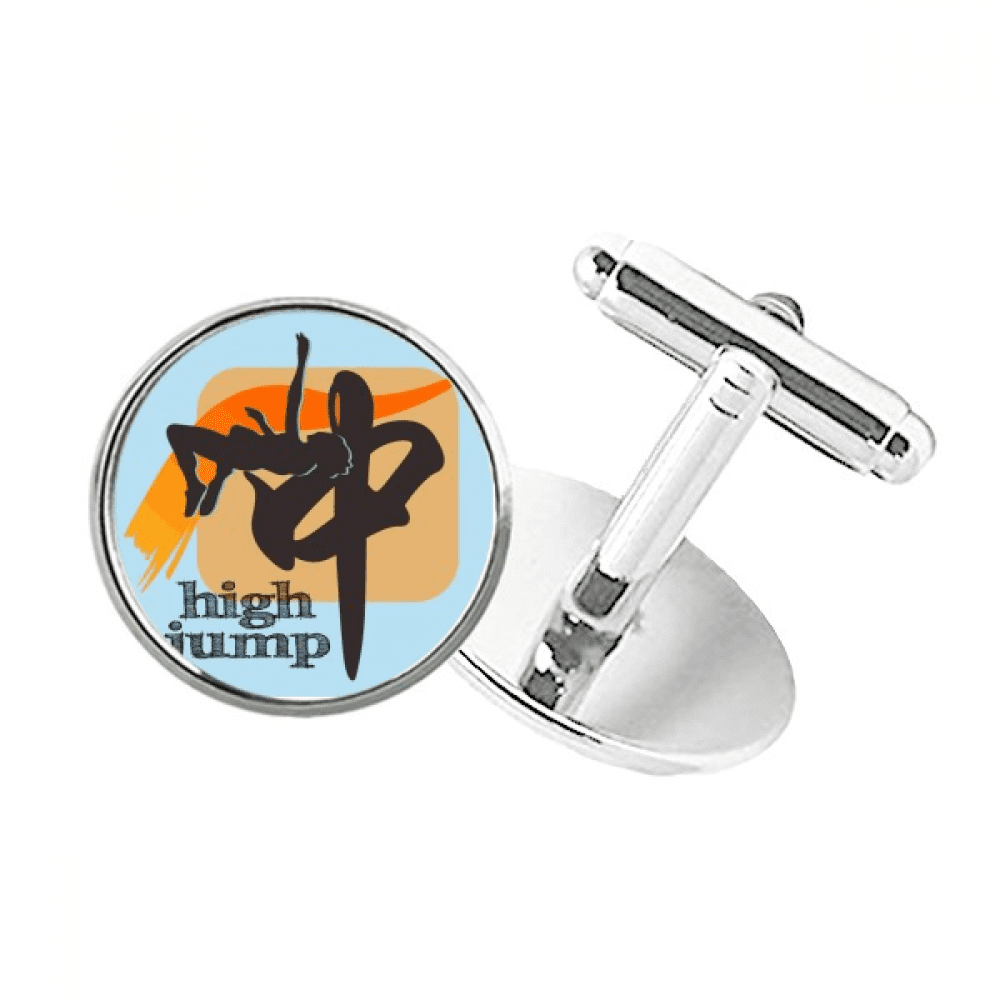 China Sports Track Field Highjump Round Button Cuff Clip Stud Cufflinks