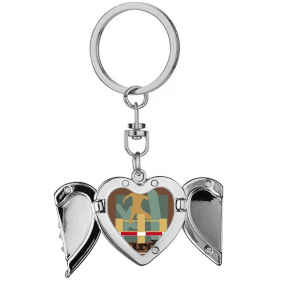 China Sports Track Field Hurdle Heart Angel Wing Key Chain Holder