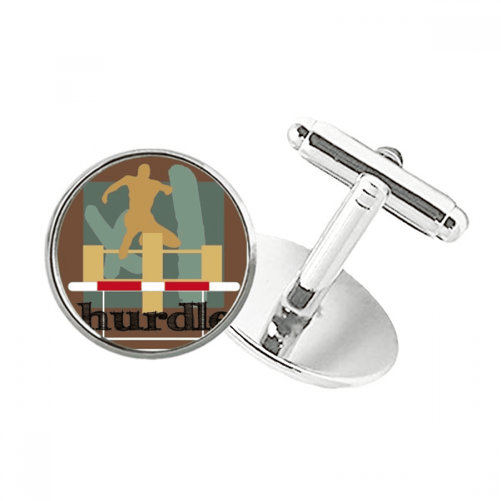 China Sports Track Field Hurdle Round Button Cuff Clip Stud Cufflinks