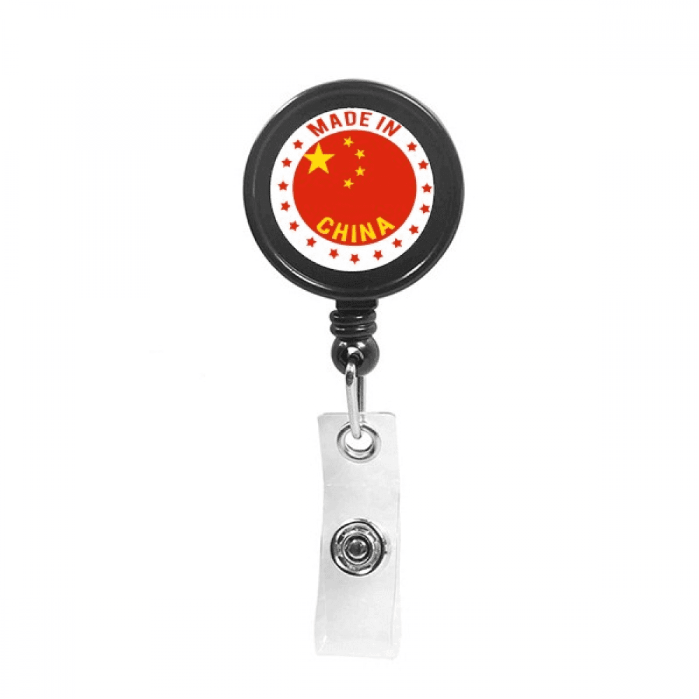 China Stars Red Yellow Chinese Retractable Keychain Badge Holder ID Badge