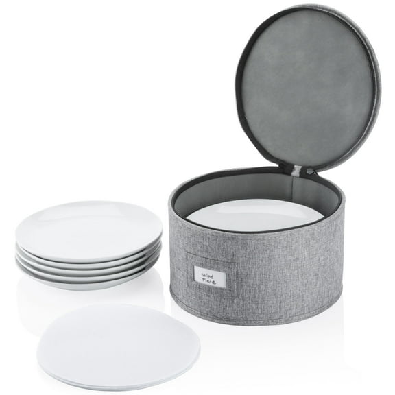 China Storage Case for Salad Plate - 10" W x 6" H - Includes 12 Felt Dividers. Hard Shell and Stackable with Padded Interior