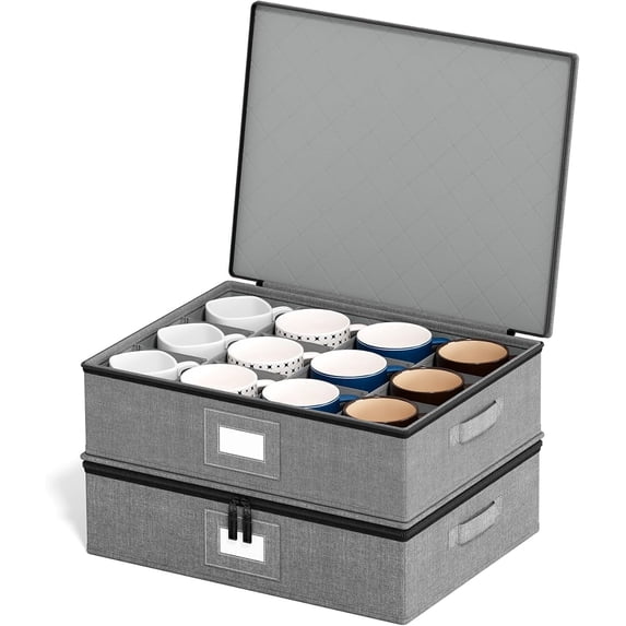 China Storage Containers 6 Pack, Stackable Hard Shell Quilted Cases with Soft Plate Separators, Moving Supplies Packing Boxes for Dishes, Plates, Platters, Mugs, Cups