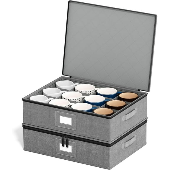 China Storage Containers 6 Pack, Stackable Hard Shell Quilted Cases with Soft Plate Separators, Moving Supplies Packing Boxes for Dishes, Plates, Platters, Mugs, Cups