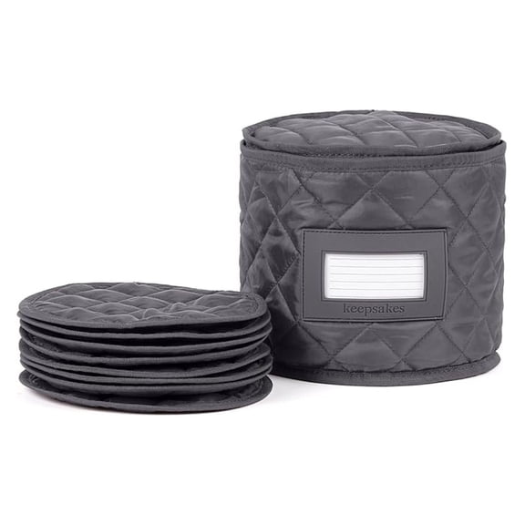 China Storage Containers - Dish Protector Case with ID Window - Padded Plate & Bowl Organizer - Slate, 7.5 inch