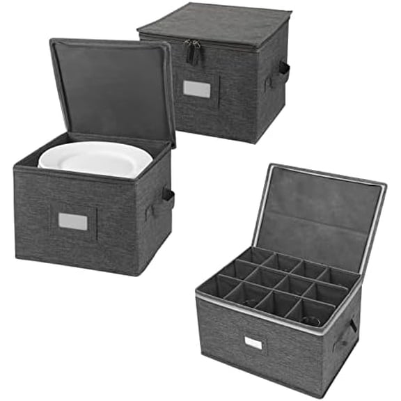 China Storage Containers Inside 10" W x 8" H, Stemware Storage Cases, Holds 12 Red Glasses$$Home Decor, Kitchen, & Other