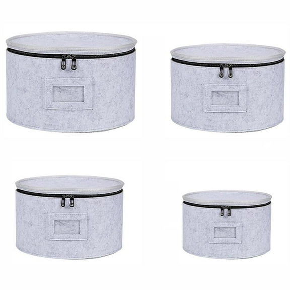 China Storage Containers With Lid, 4pcs Felt Plate Storage Dinnerware Storage Box for Dishes, Dustproof Camping Dinnerware Organiser Bag for Moving Transporting