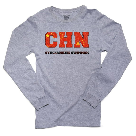 China Synchronized Swimming - Olympic Games - Rio - Flag Men's Long Sleeve Grey T-Shirt