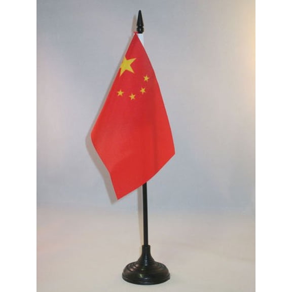 China Table Flag 4'' x 6'' plastic stick and base