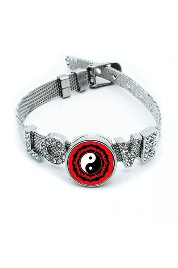 China Taichi Eight Diagram Pattern Bracelet Wristband Crystal Love Adjustable Bangle