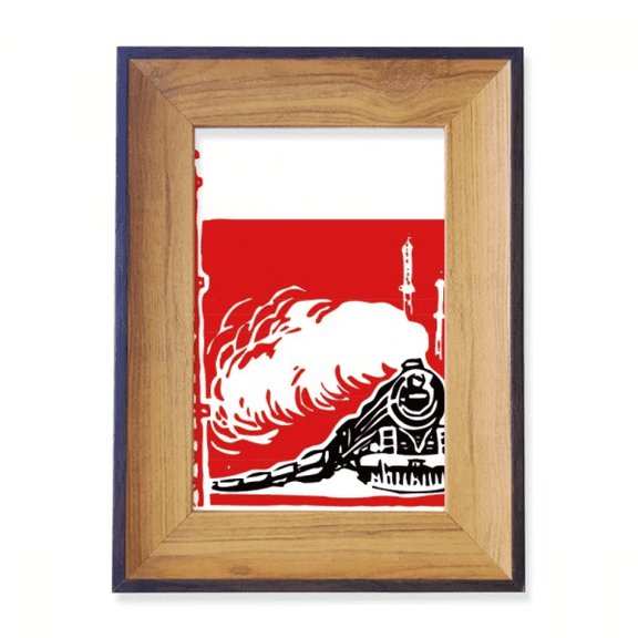 China Train Tower Steam Red Photo Frame Exhibition Display Art Desktop Painting
