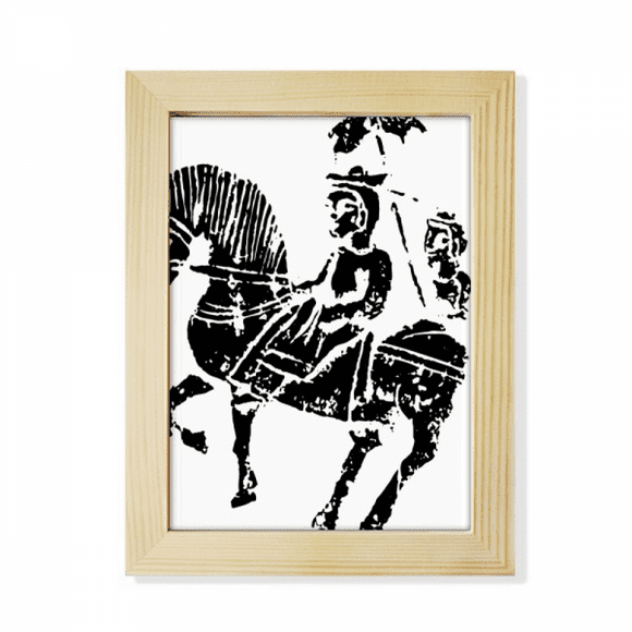 China Wei Jin Dynasties Horse Riding Pattern Desktop Adorn Photo Frame Display Art Painting Wooden