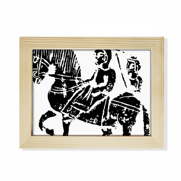 China Wei Jin Dynasties Horse Riding Pattern Desktop Photo Frame Picture Art Decoration Painting 6x8 inch
