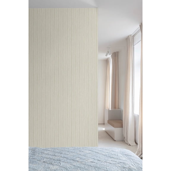 China White Uneven Stripe Print Non Woven Non-Pasted Textured Wallpaper 57 Sq. Ft.