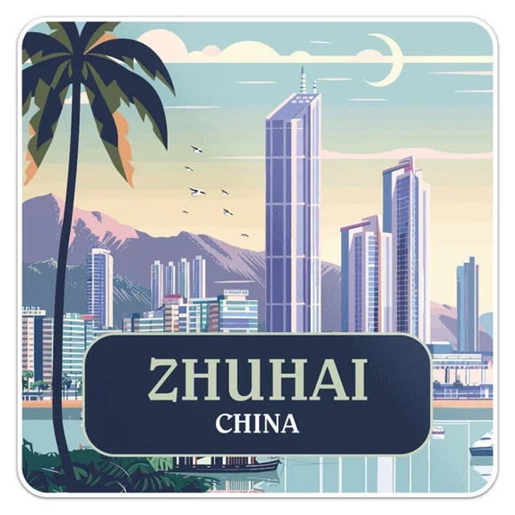 China Zhuhai City Sticker Phone Decal Water Bottle Stickers Car Decals, Laptop Sticker